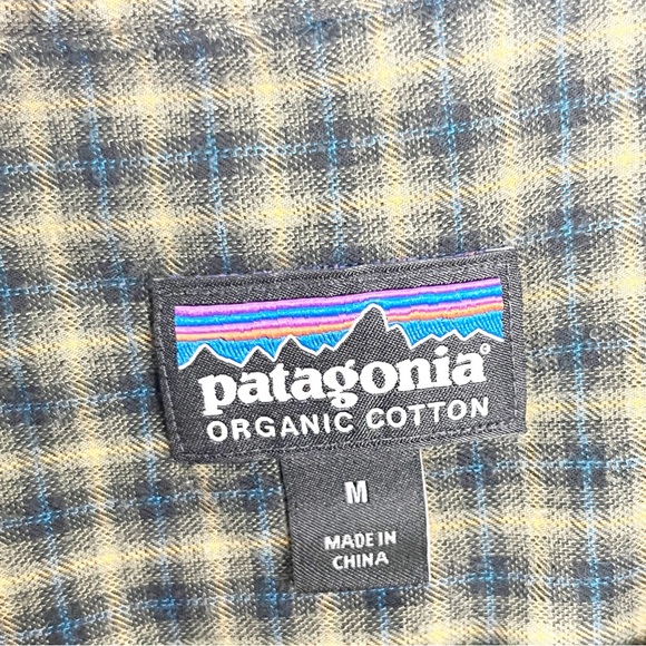 PATAGONIA 100% Organic Cotton Green Plaid Long Sleeves Button Shirt Size Medium - Picture 3 of 9